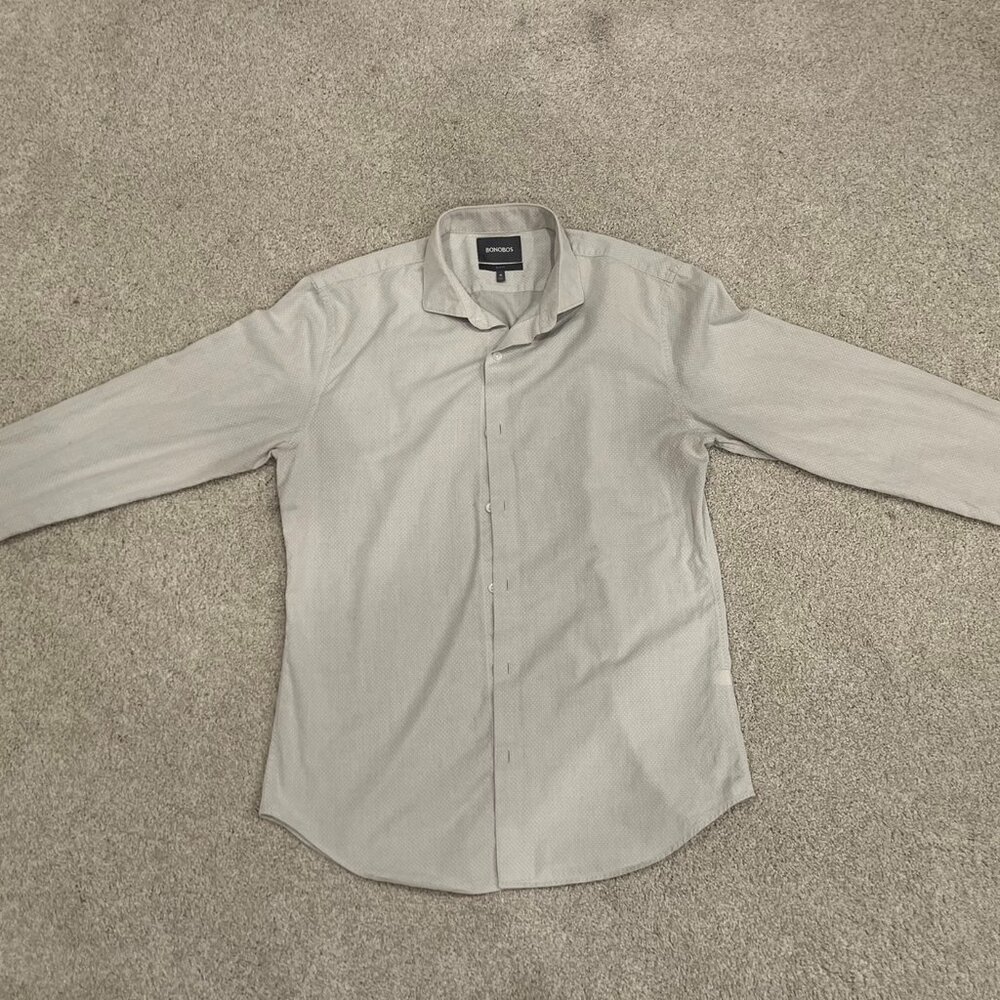 Bonobos Gray Dobby Dot Slim Unbutton Down Shirt Medium